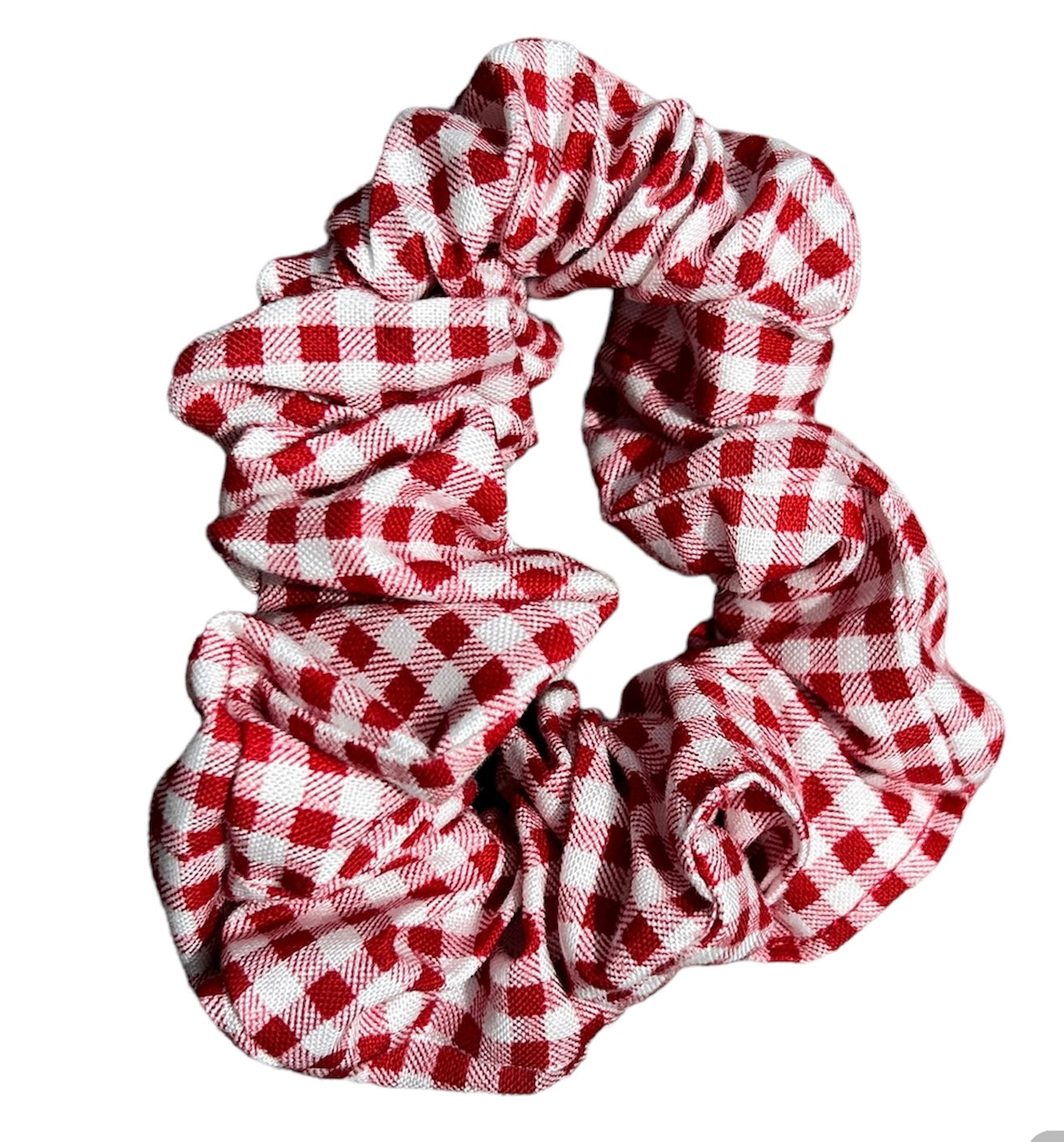 Red Gingham Plaid Scrunchie