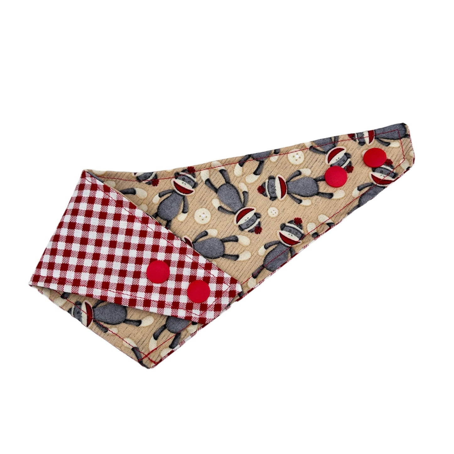 Gingham Sock Monkey Bandana