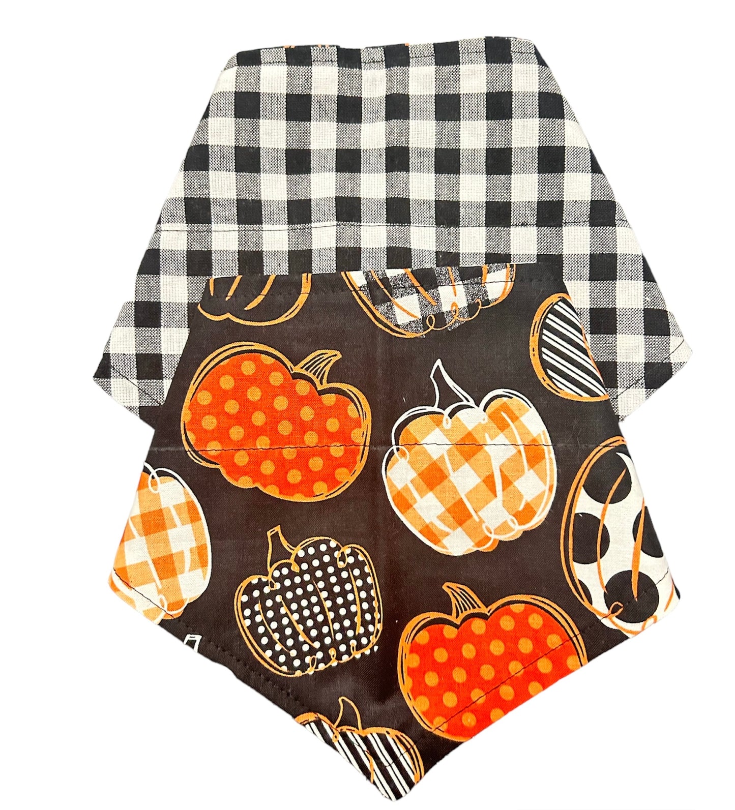 Plaid Pumpkins Reversible Over the Collar Bandana