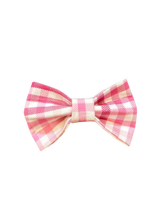 Pink Plaid Bow tie