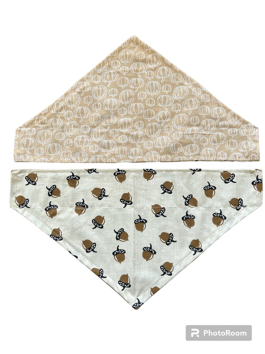 Pumpkins and Acorns Reversible Over the Collar Bandana